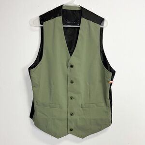 NEW ASOS Design Suit Vest Mens 44 US Green Black Button Front NWOT